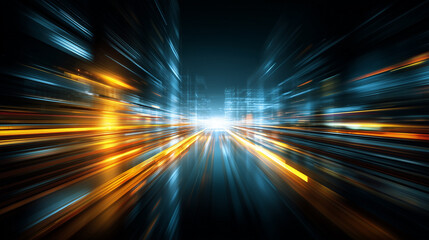 Blurred cityscape with light trails 