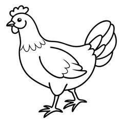 Fototapeta premium Simple Line Art Chicken Illustration Isolated White Background