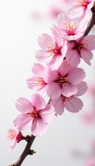 Obraz premium Delicate pink plum blossoms, isolated White background , photography, delicate, gentle