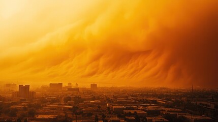 Dust storm over city