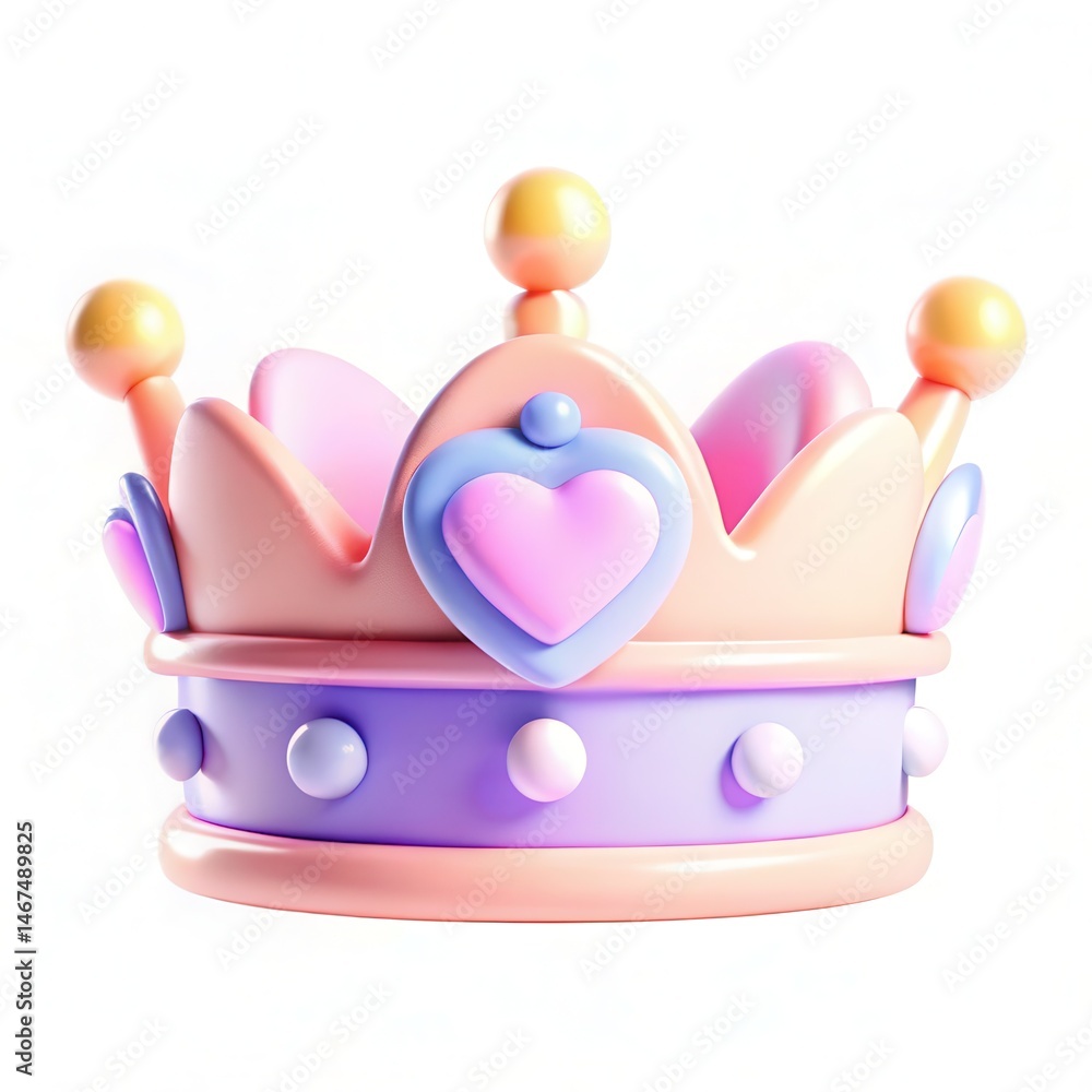 Poster a colorful crown with playful design elements and a shiny finish.
