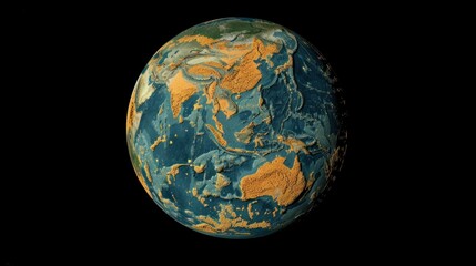 Obraz premium Planet Earth with highlighted geological features. stock photo --ar 16:9 --raw --v 6 Job ID: db7f3c38-3038-4872-99b6-a45847aa2ab0