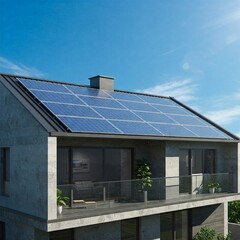Naklejka premium Residential Solar Panels – Clean Power from the Roof