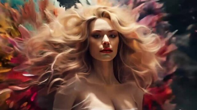 women in transform of angel time , ai video generative