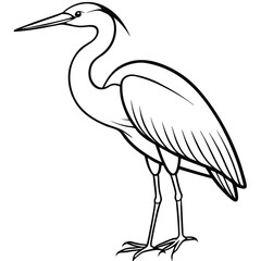 Obraz premium Elegant Heron Line Art Illustration Isolated White Background