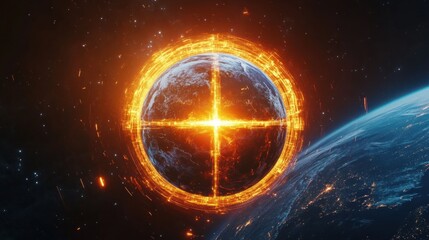 Obraz premium Earth in fiery energy