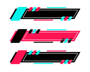 Obraz premium lower third for social media tiktok design label transparant design blue purple black PNG set design