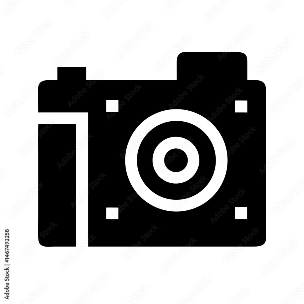 Poster camera silhouette on transparent background for web and graphic design