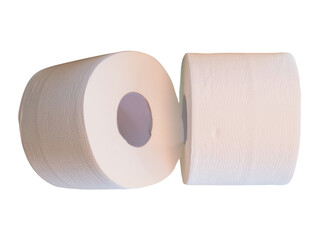 Two rolls of white tissue paper or toilet paper isolated with clipping path in png file format