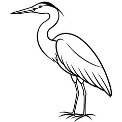 Elegant Heron Line Art Isolated Bird Illustration for Backgrounds