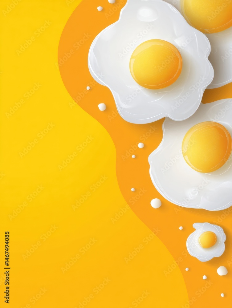 Aufkleber bright art featuring sunny side up eggs with ample space for text on a vibrant yellow background gen