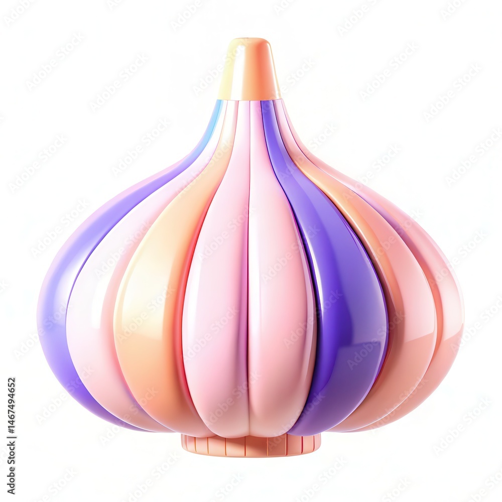 Poster a colorful decorative lamp with a unique bulb shape, featuring smooth curves and a blend of pink and