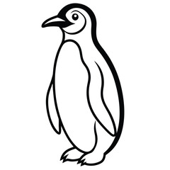 Fototapeta premium Elegant Line Art Penguin Illustration Isolated White Background