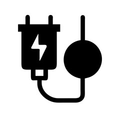 charging with plug silhouette on transparent background for web and graphic design