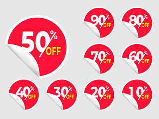 Discount Tag Offer 90% 50% to 10% OFF 