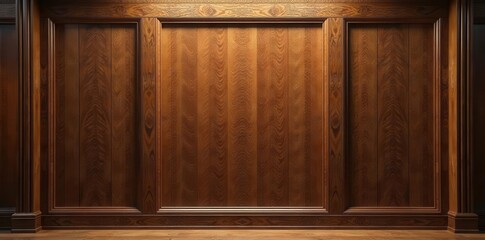 Rich brown slat wall, intricate panel background, wood, shadow play
