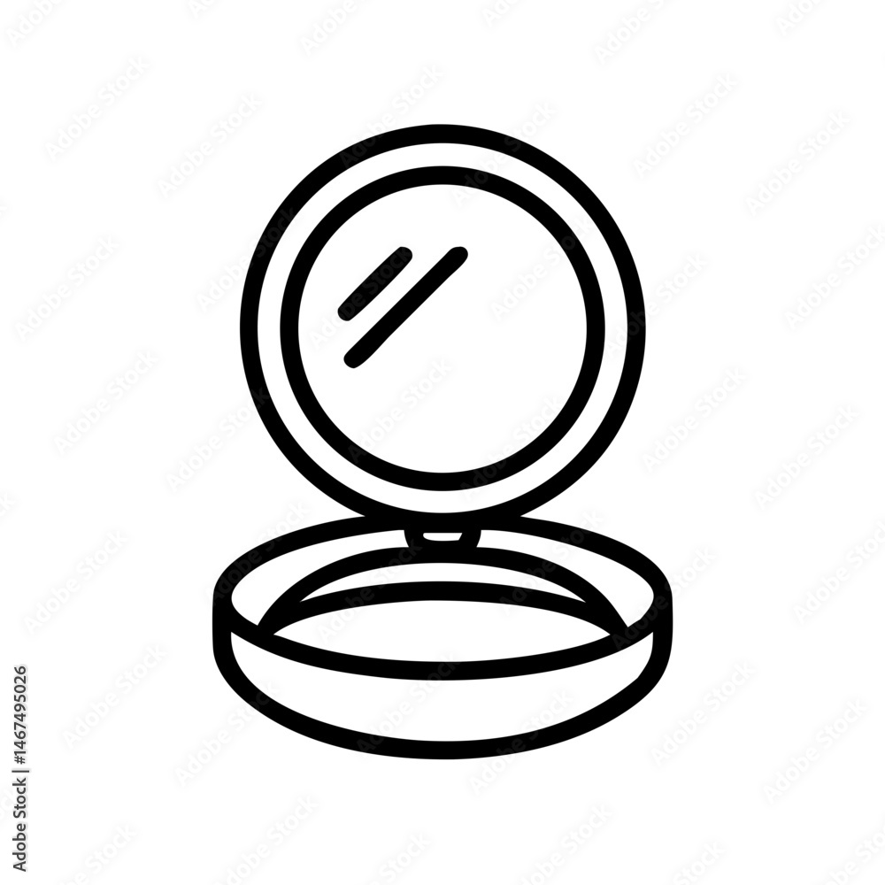 Poster compact mirror with puff on transparent background for web and graphic design