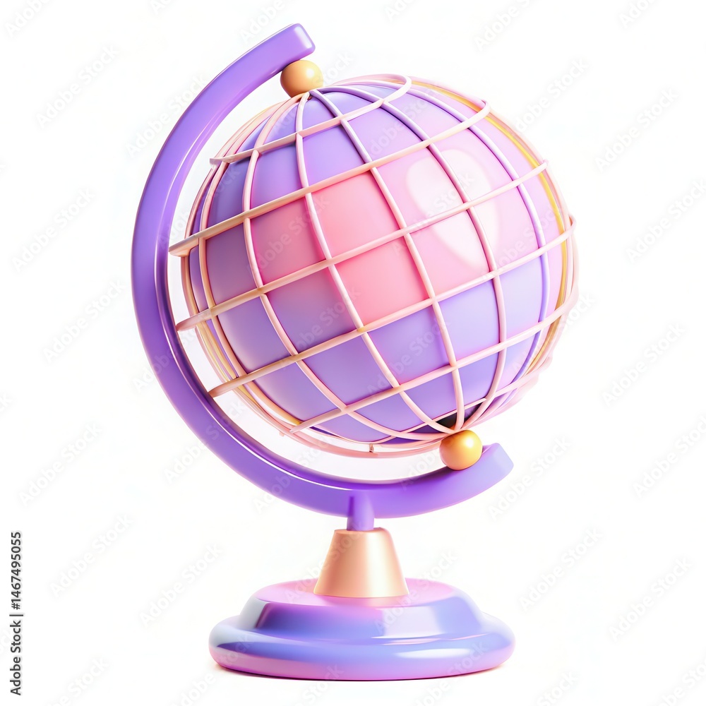 Poster a colorful globe with a modern design showcasing a smooth and textured surface, set on a stylish bas