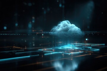 Digital cloud computing visualization virtual space 3d render futuristic environment abstract perspective