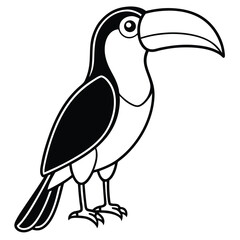 Line Art Toucan Illustration Isolated White Background
