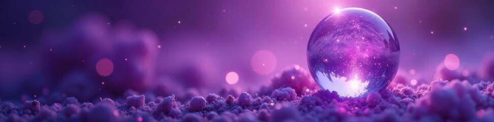Obraz premium Shimmering crystal sphere, soft violet hues, ethereal glow, round, fantasy, energy