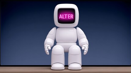 Cute Robot Alter Ego with Digital World Concept.