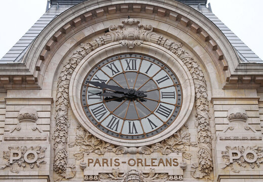 Glass Dial Clock Paris Orleans at Museum Building in France