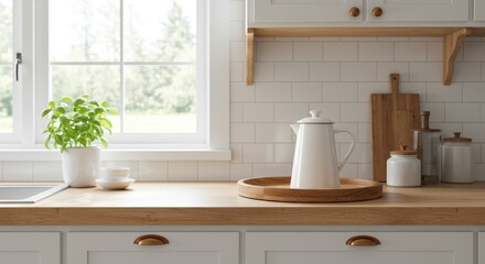 Serene Kitchen Still Life with Natural Light and Neutral Color Palette