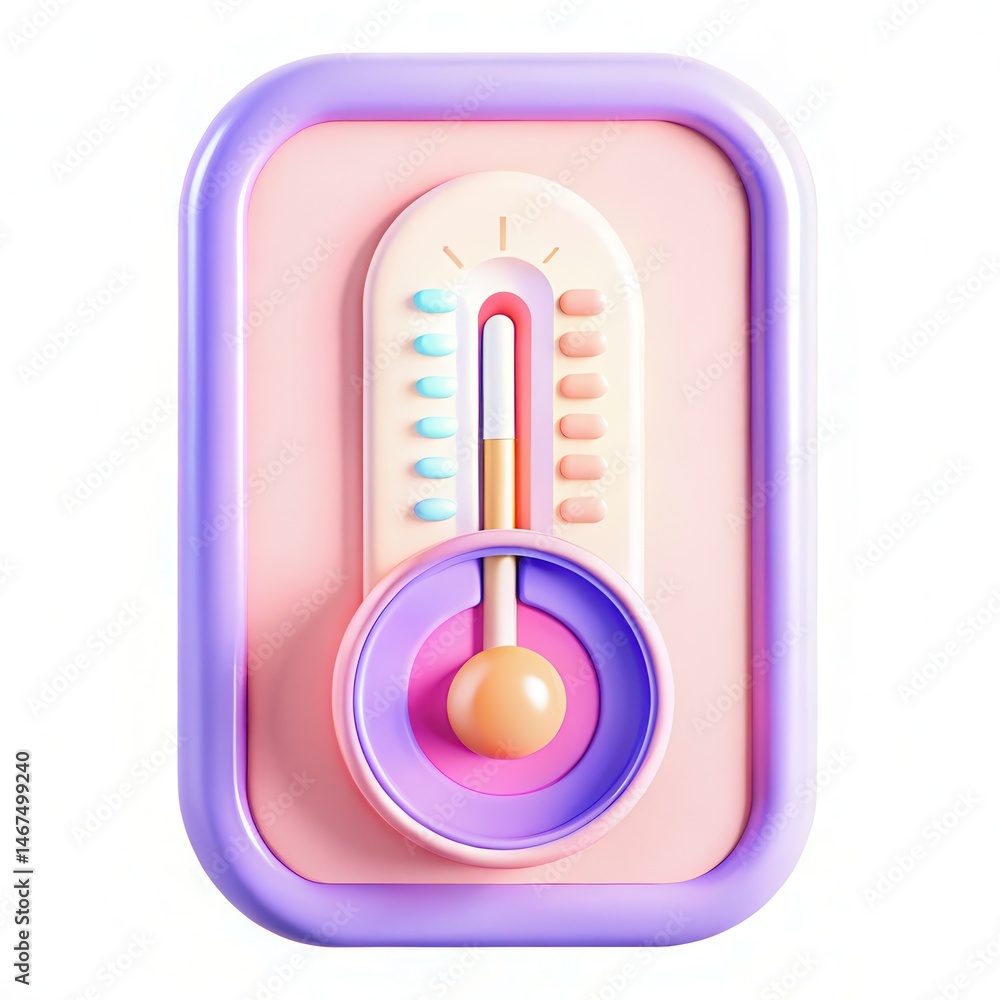 Aufkleber a colorful stylized thermometer design in pastel tones with a circular dial and slider.
