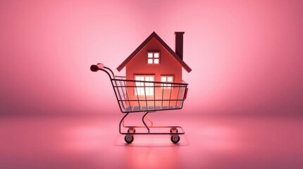 House inside shopping cart real estate