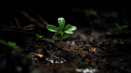 young plant in soil