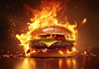 A Beautiful Banner For Social Media . Include A Logo Of A Hamburger On Fire In The Middle Of It. This Is An Advertising Post To Place Your Images Or Messages About Food Products..Jpeg