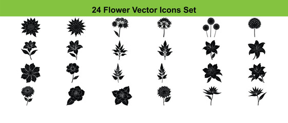 Vector floral design with a set of grass and flower elements for nature-inspired decoration