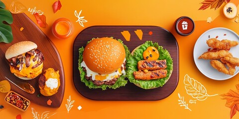 Super Delicious Food Menu Social Media Banner Template With Text Super Lighting And Orange Background..Jpeg