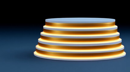 Elegant Golden Tiered Podium with 3D Render.