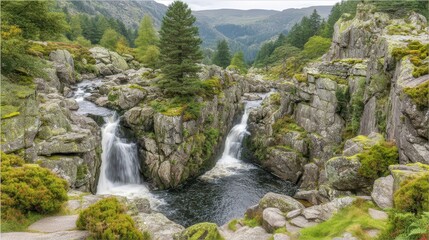 waterfall in the mountains