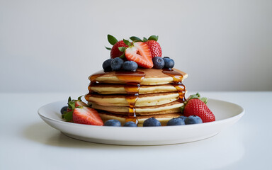 pancakes with strawberries and chocolate