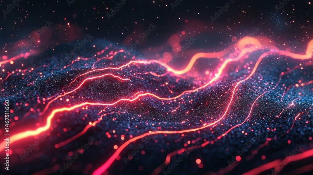 Aufkleber abstract visualization of seismic tremor waves with vibrant colors and dynamic motion effects