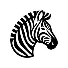 black and white zebra head in profile facing right