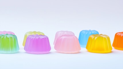 Colorful Jelly Sweets Served in Unique Molds on a Plain Background
