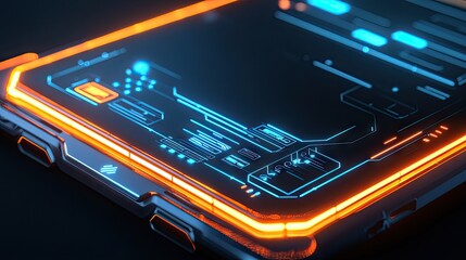 Close-up view of a futuristic technological device.