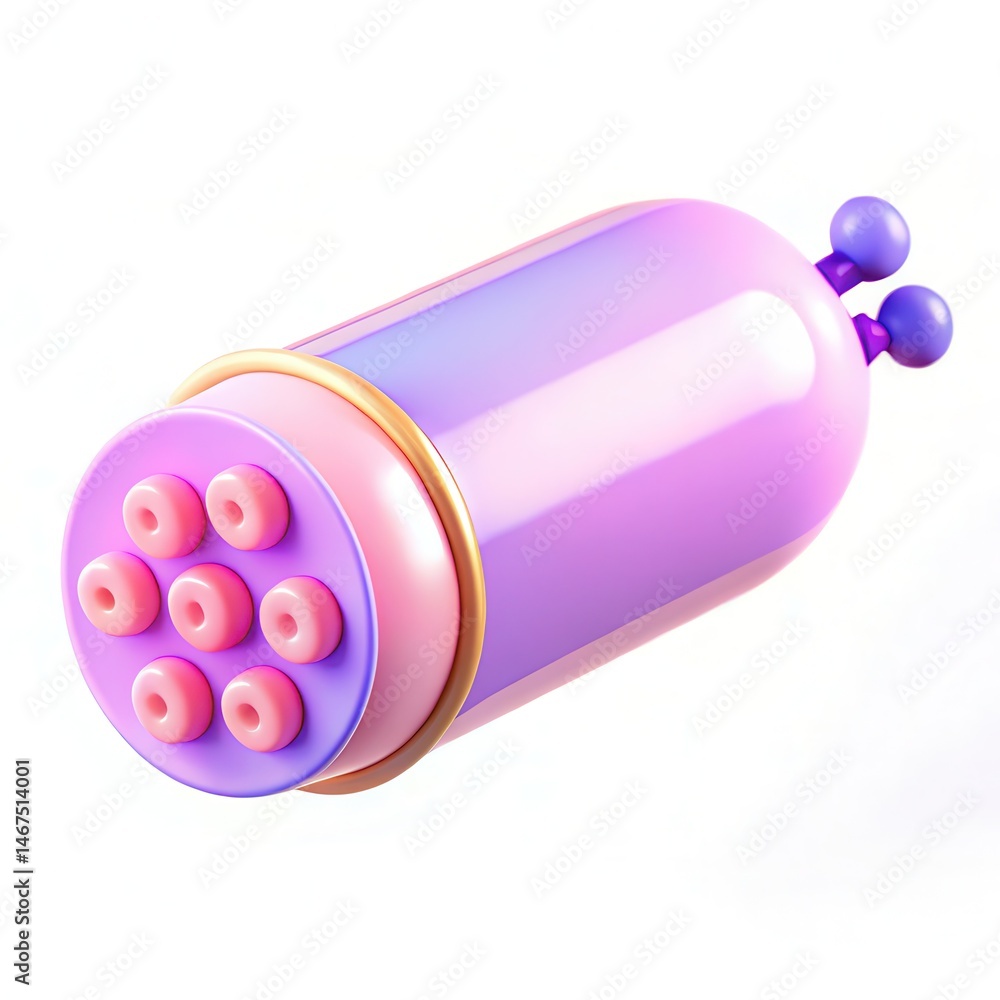 Poster a stylized, colorful container featuring circular patterns and whimsical design elements in a vibran