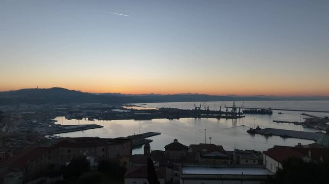 Tranquil Sunset Over Ancona Harbor in Marche, Italy