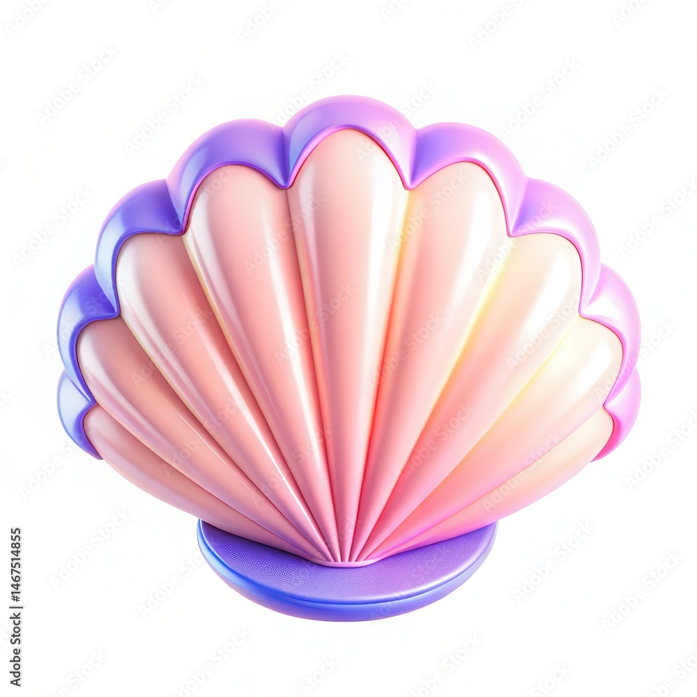 Aufkleber a colorful 3d shell with a gradient of pink and purple hues on a smooth base, showcasing modern desi