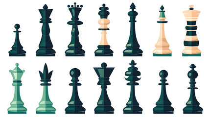 Chess Pieces Silhouettes: King, Queen, Bishop, Knight in Elegant Silhouette Style