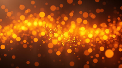 Abstract Orange and Brown Bokeh Background with Glowing Particles