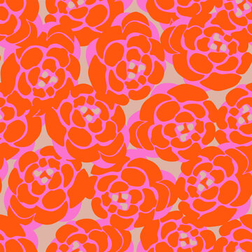 Vintage vibrant modern hand drawn romantic roses seamless pattern for fabric, wallpaper, textile, surface