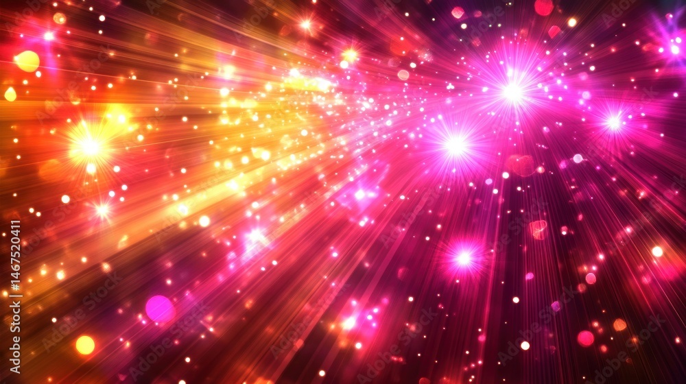 Poster vibrant abstract light rays and bokeh effect background