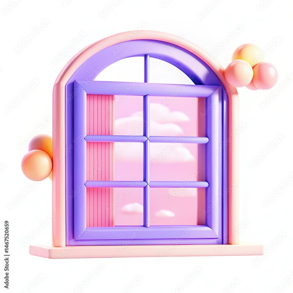 Aufkleber A colorful modern window design with rounded shapes and a playful texture, featuring clouds in the background.