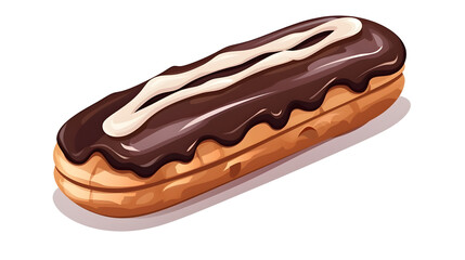 Chocolate Eclair Cartoon Vector Icon: Ideal Dessert Food Illustration for Design Projects